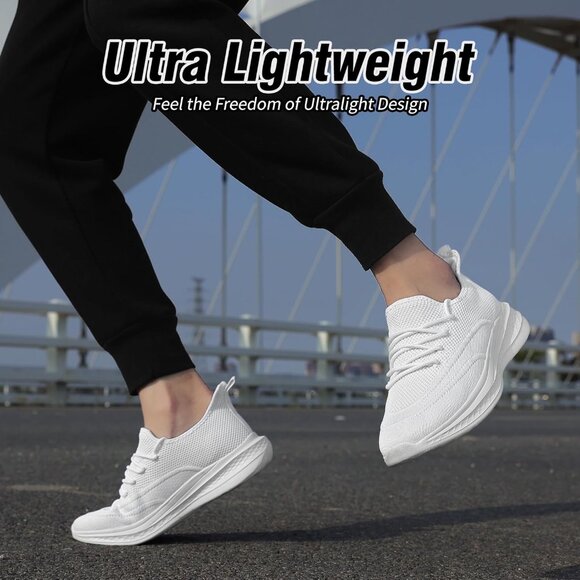⚡Men White Fashion Mesh Non Slip Lightweight Workout Breathable Gym Sneakers - Picture 2 of 6